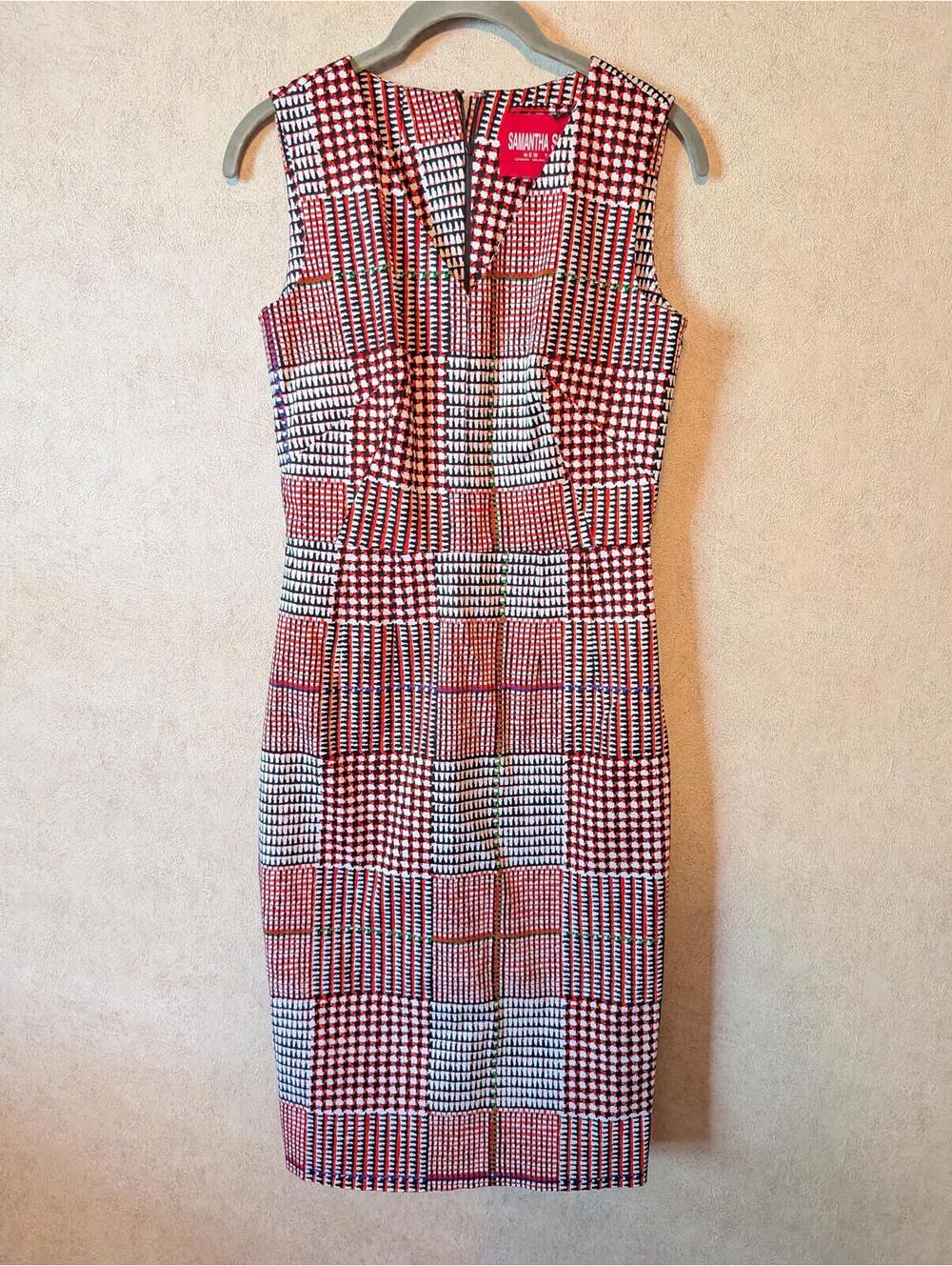 SAMANTHA SUNG red white black pencil dress sz 2